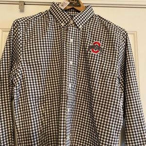 Cutter & Buck OSU Ohio State Buckeyes NCAA Black & White Button Down Dress Shirt